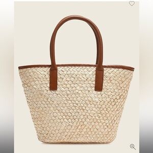 J.Crew Woven tote with leather trim AZ138 NWOT